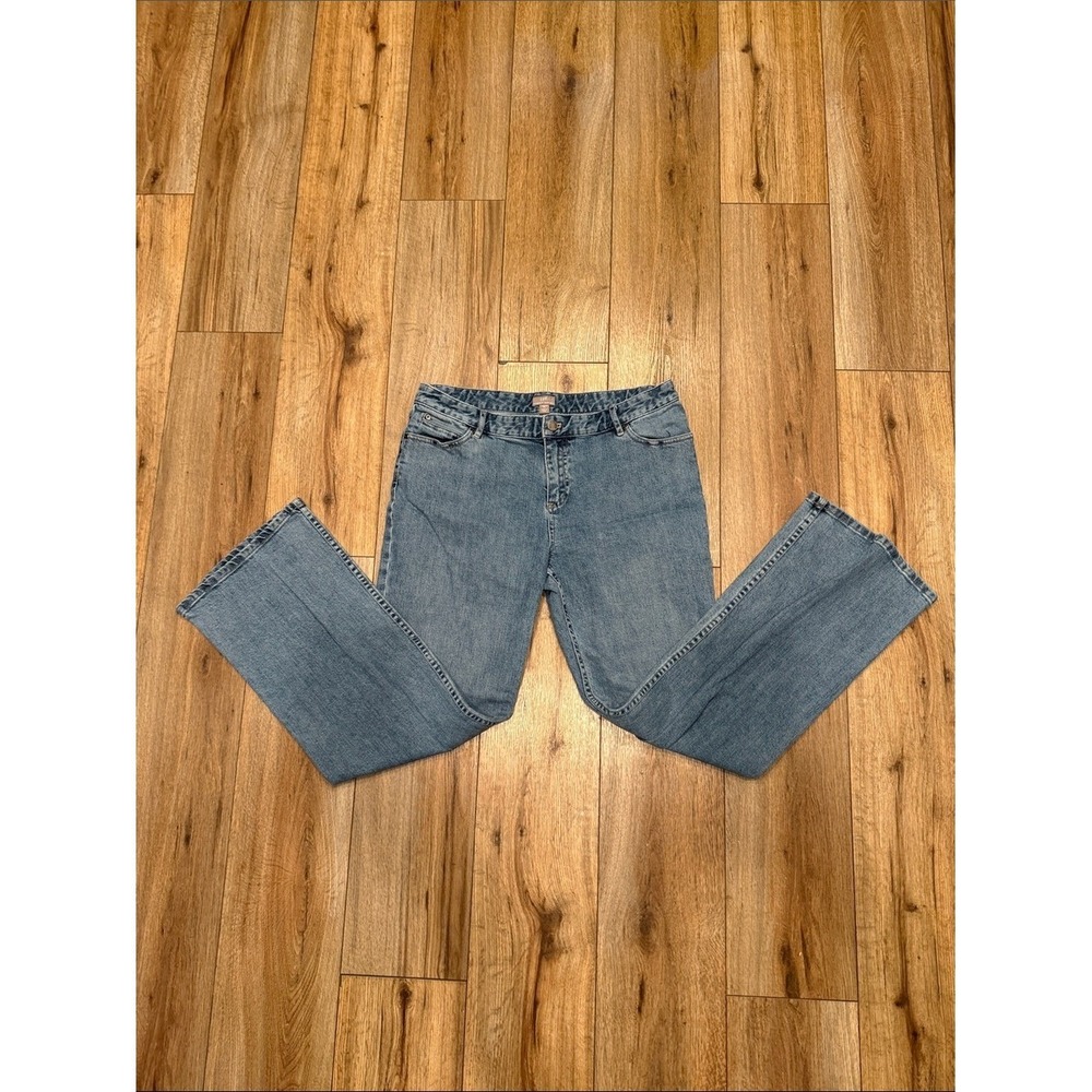 J. Jill Womens 14 Authentic Fit Barely Flare Jeans Light Wash Stretch Denim